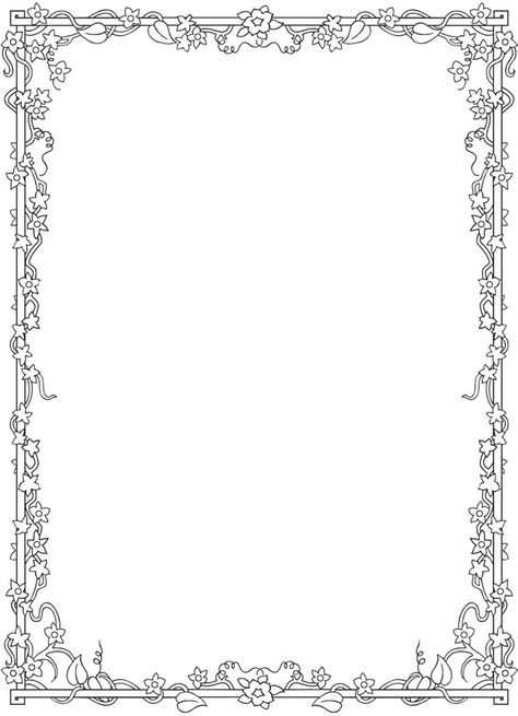 Leaves Frame, Foto Transfer, Page Borders Design, Doodle Pages, Dover Publications, Adult Colouring Pages, Printable Pictures, Page Borders, Simple Flower