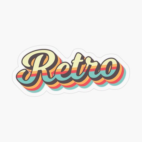 Retro Sticker Design, Retro Logos 70s, Retro Stickers Aesthetic, Retro Stickers 80s, Cakes Logo, Sticker Photography, Fonts Website, Types Of Fonts, Fonts Retro