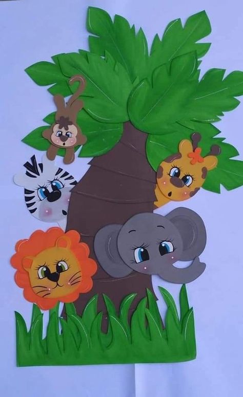 Animals Decoration For Classroom, Animal Decorations For Classroom, Welcome To The Jungle Theme Classroom, Wild Animal Activities For Preschool, Jungle Animals Crafts, Jungle Animal Crafts, School Board Decoration, Preschool Classroom Decor, Preschool Arts And Crafts