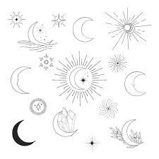 121 Boho Elegant Sun And Vintage Moon Tattoo Illustrations & Clip Art - iStock Vintage Moon Tattoo, Tattoo Designs Moon, Moon Tattoo Wrist, Half Moon Tattoo, Moon Half, Half Sun, Ankle Tattoos For Women, Moon Tattoo Designs, Sun Tattoos