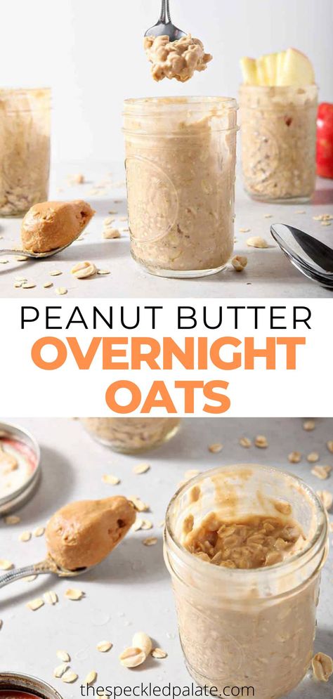 Peanut Butter Overnight Oats are a delicious on-the-go breakfast. Easy to make vegan and naturally sweetened with maple syrup, these overnight oats are the perfect way to start any day. #vegan #overnightoats #breakfast #mealprep Overnight Oats Healthy Clean Eating, Oats With Yogurt, Overnight Oats Recipe Easy, Overnight Oats In A Jar, Overnight Oats With Yogurt, Best Overnight Oats Recipe, Peanut Butter Overnight Oats, Oat Recipes Healthy, Overnight Oats Recipe Healthy