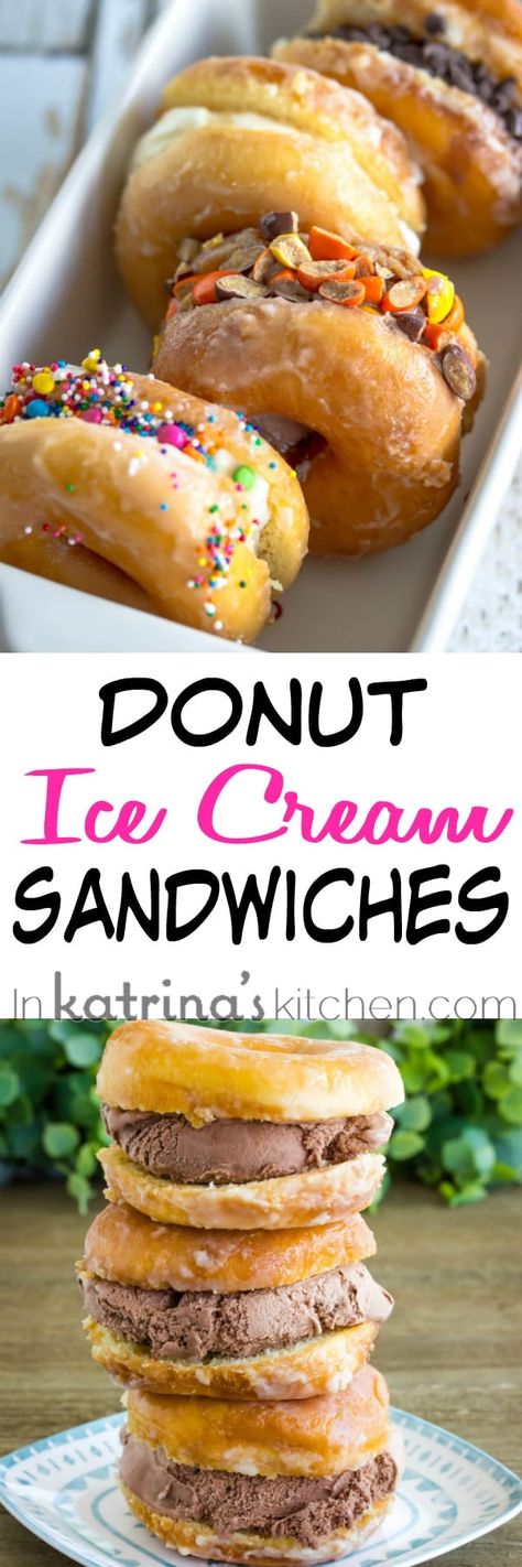 Donut Ice Cream Sandwiches - Waffle Ice Cream Sandwich, Homemade Chocolate Ice Cream, Crispy Chocolate Chip Cookies, Donut Flavors, Ice Cream Sandwiches Recipe, Donut Ice Cream, Chocolate Ice Cream Recipe, Making Donuts, Ice Cream Sandwich Cake