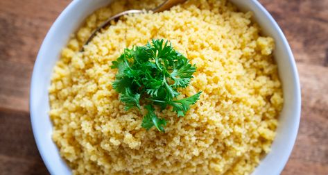 Steamed Couscous with Brown Butter and Herbs?utm_source=12tomatoes Meatball Noodle Bake, Amish Baked Custard, Noodle Bake, Baked Custard, Meatball Bake, 12 Tomatoes, Browned Butter, Eastern Cuisine, Swedish Meatballs