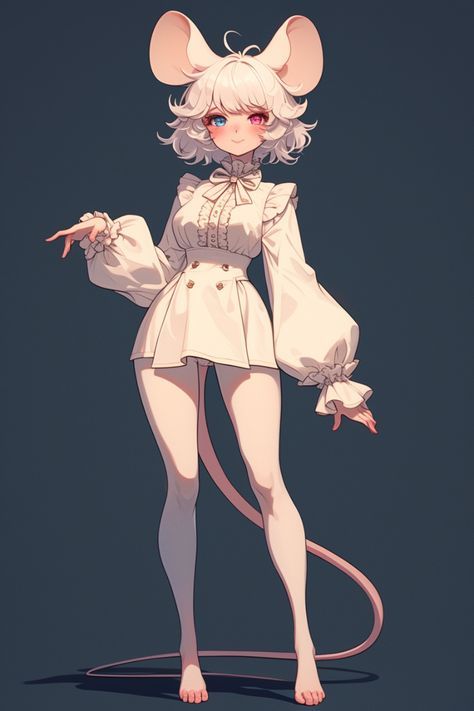 Anime Animal Female, Mouse Human Hybrid, Mouse Girl Character Design, Free Character Design, Mouse Character Design, Character Design Ideas, Cute Character Design, Mouse Character, Mouse Art