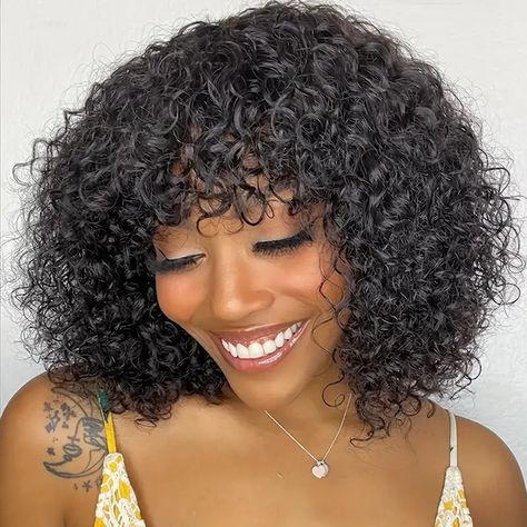 Short Curly Bob Wigs 2x1 Human Hair Wig Bangs - Temu Kręcony Bob, Curly Short Wig, Pixie Bob Cut, Bang Wigs, Bob Pendek, Human Hair Wigs With Bangs, Kort Bob, Short Pixie Bob, Brazilian Hair Wigs