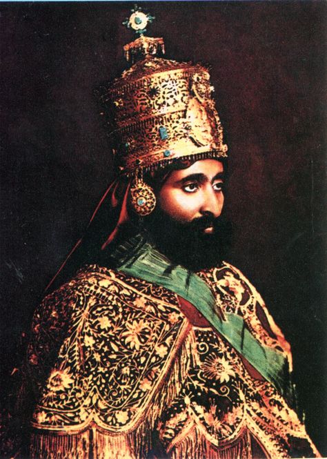 Haile Selassie in his crown Jah Rastafari, Black King And Queen, Black Royalty, Haile Selassie, African Royalty, Lion Of Judah, African Diaspora, African History, King Of Kings