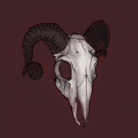 Practice drawing of goat skull. Hee i decided to  draw goat skull fro different perspectives and with different horn sizes and shapes. Skull Hand Tattoo, Skull Fire, Goat Horns, Goat Skull, Goat Art, Crystal Drawing, Ram Skull, Practice Drawing, Dagger Tattoo