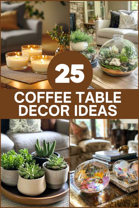 Looking to make your coffee table stand out? These 25 decor ideas add a stylish touch that will elevate your living room instantly. From candles to art books, find inspiration to create a cozy, welcoming space. #CoffeeTableDecor #HomeDecorIdeas #LivingRoomStyle #InteriorDesignTips #TableStyling Center Coffee Table Decor, End Table Placement Living Rooms, Styling Coffee Table Decorating Ideas, Round Coffee Table Centerpiece Ideas, Brown Coffee Table Decor, How To Decorate A Coffee Table, How To Decorate Coffee Table, Large Coffee Table Decor, How To Style A Coffee Table