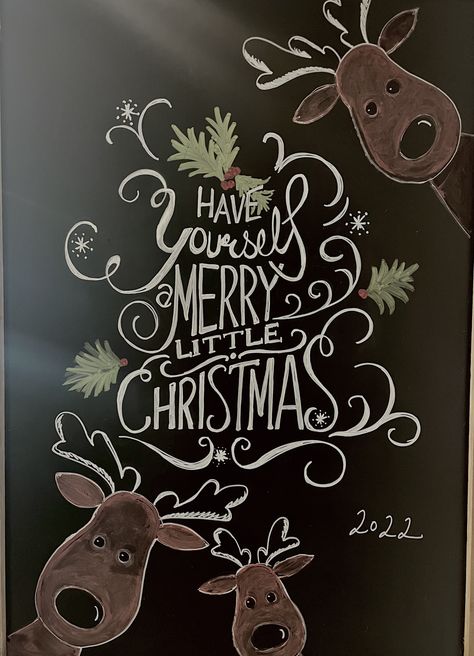 Holiday Chalkboard Art Christmas, Xmas Chalkboard Ideas, December Chalkboard Art, Chalkboard Christmas Art, Easy Christmas Chalkboard Art, December Chalkboard Ideas, Christmas Blackboard Ideas, Winter Chalk Art, Christmas Chalkboard Art Ideas Easy