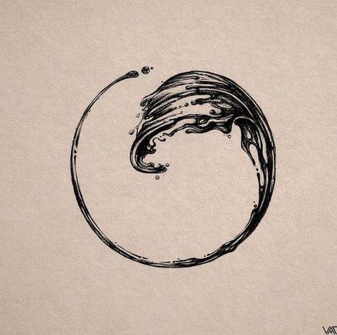 simple, circle wave minimal tattoo idea Sea Circle Tattoo, Go With Flow Tattoo, Water Circle Tattoo, Go With The Flow Tattoo Symbol, Open Circle Tattoo, Imperfect Circle Tattoo, Circle Knee Tattoo, Minimal Sea Tattoo, Abstract Ocean Tattoo