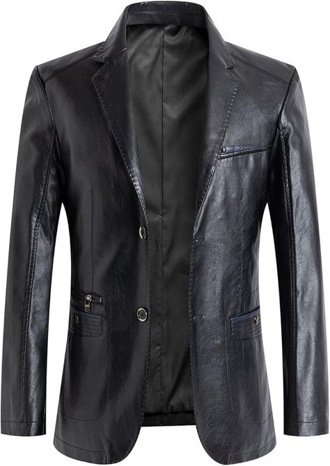 CHARTOU Men's Regular Fit Button Down Lined Business Lambskin Leather Jacket Blazer with Pockets (X-Large,Camel) at Amazon Men’s Clothing store Batwing Cardigan, Leather Suit, Suit Casual, Slim Fit Blazer, Leather Blazer Jacket, Wool Coat Women, Roaring Twenties, Vintage Blazer, Single Breasted Jacket