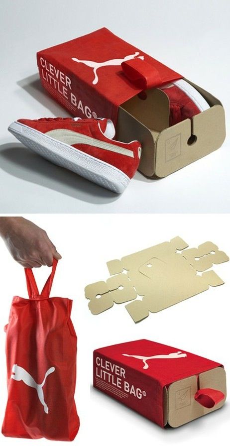 Multi Use Packaging, Reusable Packaging Design, Shoebox Design, Puma Bag, Shoe Box Design, Clever Packaging, Smart Packaging, Nice Packaging, Innovative Packaging