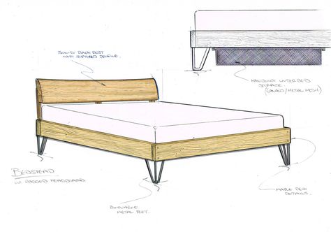 Brunel Bed: Original sketches for bed and under bed optional storage Bed Design Sketch, Bed Sketch, Drawing Bed, Furniture Sketches, Exam Images, Boho Style Bedding, Object References, Bed Drawing, Double Bed Designs