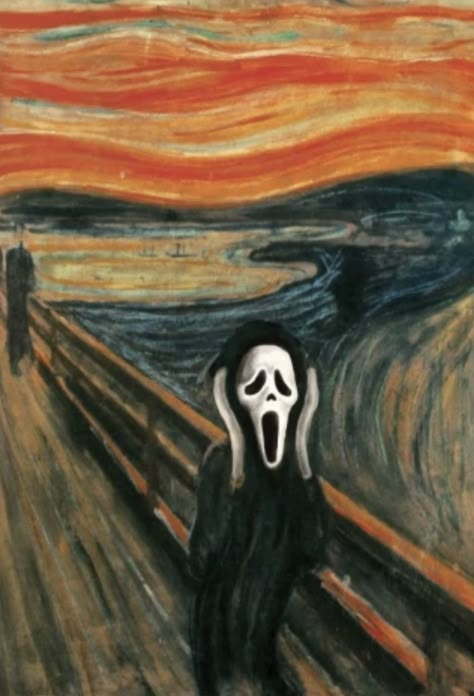 The Scream Painting, Ghostface Aesthetic, Munch Scream, Scream Parody, Screaming Drawing, Scream Painting, Colorized History, Scream Art, Ghostface Scream