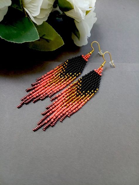 This Dangle & Drop Earrings item by OljaExclusiveGoods has 29 favorites from Etsy shoppers. Ships from Ukraine. Listed on Feb 28, 2024 Fringe Jewelry, Seed Bead Jewelry Patterns, Bead Loom Designs, Native American Earrings, Black Coral, Beaded Earrings Patterns, Bead Work Jewelry, Homemade Jewelry, Handmade Beaded Jewelry