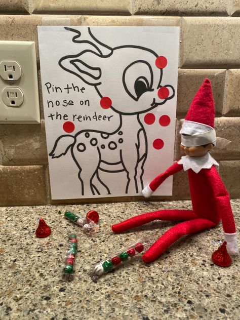 Pin The Nose On The Reindeer, Pin The Nose On Rudolph, December Themes, Elf On A Shelf, Reindeer Games, Life Group, Elf Ideas, Christmas Pins, The Nose