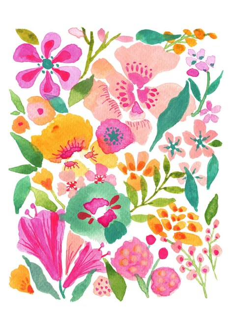 Prints | Domestika Painting On Porcelain, Watercolour Flower, Painting Courses, Pink Watercolor Flower, Watercolor Floral Print, Watercolor Flower Art, Watercolor Flowers Paintings, Watercolor Inspiration, Paintings Art Prints