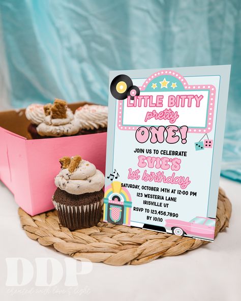 Enjoy 10% off with our code DESERTDISCO10 when you spend $35 or more ✨ CLICK TO VISIT OUR SHOP ON ETSY & PURCHASE FOR YOUR EVENT ✨5x7" Instant downloadable, self-editable invitation template. 1950s First Birthday Party, Grease Themed First Birthday, 50s First Birthday Party, Theme First Birthday, First Birthday Invite, 1950s Party, First Birthday Themes, Birthday Party Invite, First Birthday Party