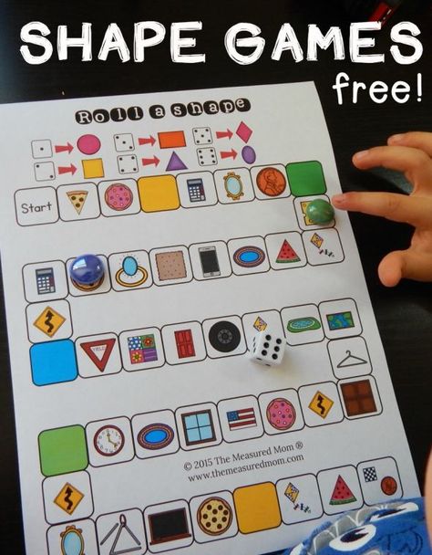 These free shape games for preschool and kindergarten are great for helping kids recognize shapes in everyday objects. You get 3 different games! Kindergarten Geometry, The Measured Mom, Measured Mom, Shapes Kindergarten, Teaching Shapes, Shape Games, Shapes Preschool, Kindergarten Games, Prek Math