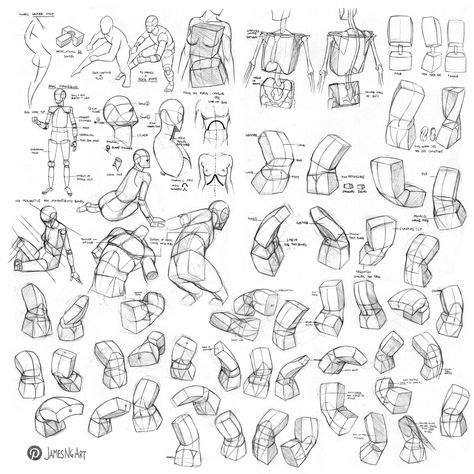 Basic blocking of the human torso, sketch from reference by @jamesngart #Sketch #Anatomy Figure Drawing Tutorial, Male Figure Drawing, Perspective Drawing Lessons, Human Anatomy Drawing, Human Figure Drawing, Human Anatomy Art, Anatomy Sketches, Anatomy For Artists, Drawing Studies