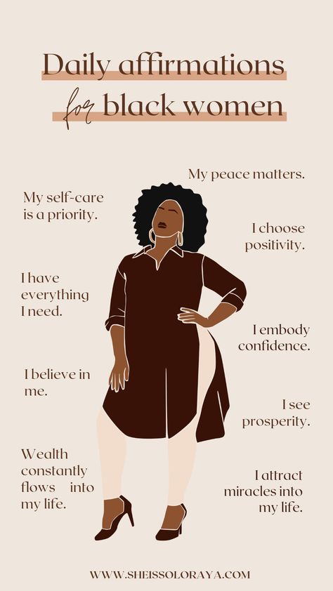 Positive Affirmations to say every morning. Morning Affirmations For Black Women, Morning Affirmations Black Women, Positive Quotes Motivation Daily Affirmations For Black Women, Spiritual Affirmations For Black Women, Black Woman Positive Affirmations, Daily Affirmations Black Women, Black Woman Affirmations, Black Women Affirmations, Morning Affirmations Positivity