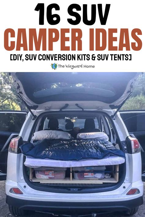 Suv Camper Conversion, Rav4 Camping, Rv Vans, Honda Element Camper, Astuces Camping-car, Chevy Astro Van, Suv Tent, Suv Camper, Car Tent Camping