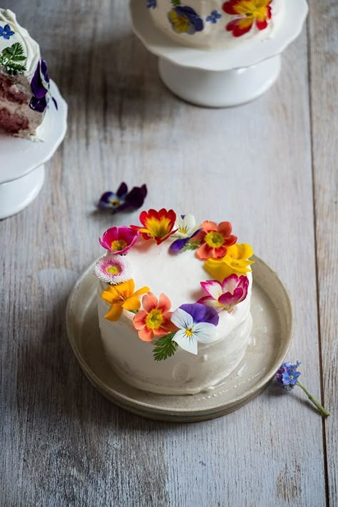 Edible Flowers Cake, Edible Flowers Recipes, Cake With Flowers, Dandelion Jelly, Birthday Cake With Flowers, Dandelion Recipes, Piece Of Cake, Floral Cake, White Cake