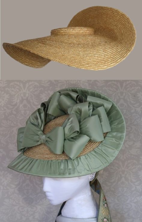 1800s Hats, Rococo Hat, Edwardian Hats Women Diy, 1870s Hats Women, 18th Century Straw Hat, 18th Century Bergere Hat, 1790s Bonnet, 18th Century Hats, Historical Hats