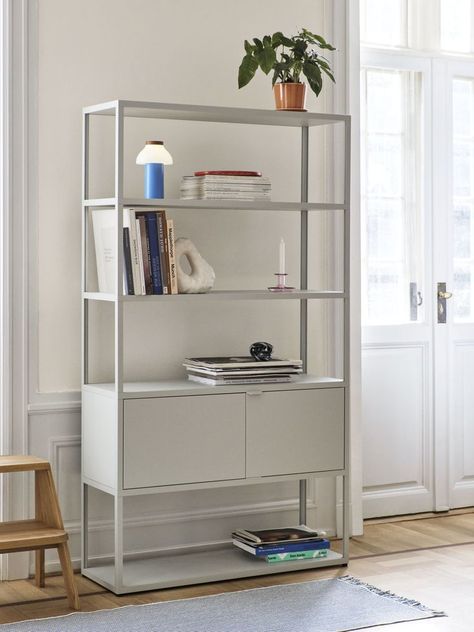 The New Order Shelving System from Hay can be customised to suit your space and makes great storage for your super stylish home office space. Get in touch for help in planning and ordering your perfect layout. hello@insidestoreldn.com Aesthetic Bookshelf, Modular Table, Modular Shelving, Modular Storage, New Order, Pc Portable, Shelving Systems, Portable Lamps, Functional Storage