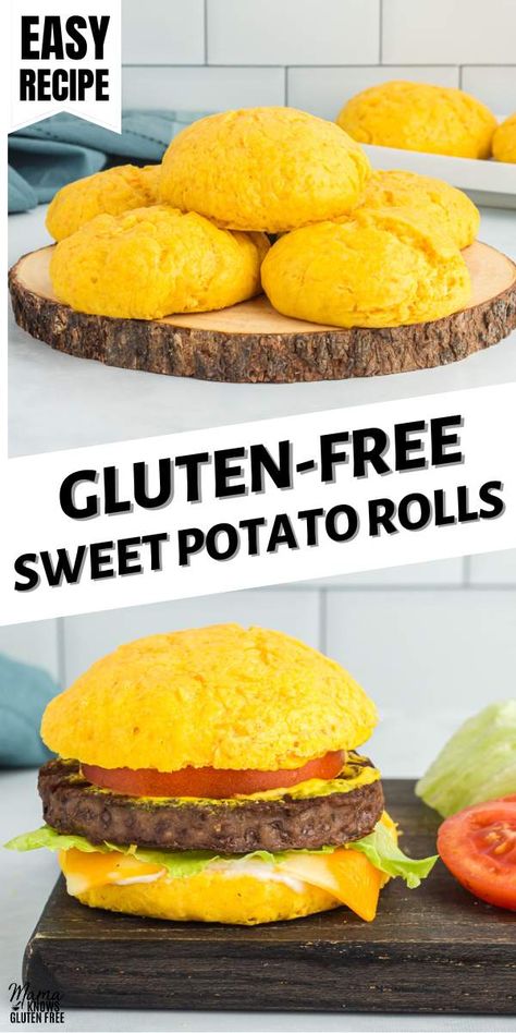 Light and fluffy gluten-free sweet potato rolls perfect for serving with Thanksgiving dinner. Gf Rolls, Gf Wraps, Sweet Potato Rolls Recipe, Brazilian Bread, Mama Knows Gluten Free, Potato Latke, Latke Recipe, Fall Potluck, Potato Rolls Recipe