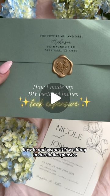 Enchanted Stamps on Instagram: "These DIY wedding invitations were a real hoot to make for Nicole and Jon. Congratulations Nicole and Jon Anderson of Deer Park, Texas!

Nicole and Jon do not exist - Deer Park is also fictional, as is their address 🤓 but I sure had a good time making these fake wedding invitations for the sake of this Reel and some new product videos for my Etsy shop 🙂 to be honest it really got me in the wedding mood - I really did enjoy the wedding invite design process for my own wedding in 2018! We used Minted and I designed our save the date. I ended up choosing a wedding invite from Minted and I love how they came out. The paper quality was so thick and textured and I loved it. 

But I also think printing them at home you can get just as nice results for your DIY we 2025 Wedding Invitations, Wedding Invite Design, Jon Anderson, Diy Save The Dates, Invite Design, Fake Wedding, Diy Wedding Invitations, Deer Park, Wedding Invitations Diy