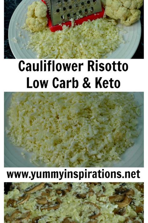 Creamy Mushroom and Cauliflower Risotto Recipe + Low Carb Keto Diet Full Day of Eating Mushroom And Cauliflower, Dish With Mushrooms, Cauliflower Risotto Recipes, Cheap Low Carb, Easy Budget Meals, Risotto Recipes Easy, Ketogenic Meals, Full Day Of Eating, Cauliflower Risotto