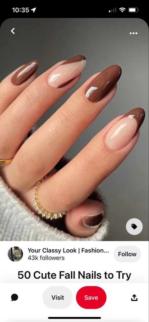 Fun But Neutral Nails, French Tip Nails Fall Colors, Structured Manicure Ideas, Nails To Match Burgundy Dress, Braun Nails, Mocha Nails Design, Brown Beige Nails, Marron Nails, Earth Tone Nails