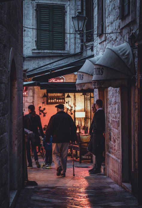 People in an Alley · Free Stock Photo Street Perspective Photography, People In Public Photography, Alley Perspective, Person Under Streetlight, Europe Alleyway, European Alleyway, Public Place, City People, Human Behavior