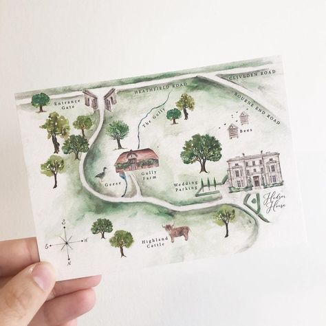 36 tykkäystä, 0 kommenttia - Maddy Secker • Rose & Beau (@roseandbeaudesigns) Instagramissa: ”So I took an unplanned break! Everything has been so busy recently with summer weddings, plus a new…” Colour Scheme Wedding, Drawn Wedding Invitations, Wedding Map Illustration, Maps Illustration Design, Artistic Wedding Invitations, Watercolor Wedding Map, Wedding Venue Illustration, Hand Drawn Invitation, Hedsor House