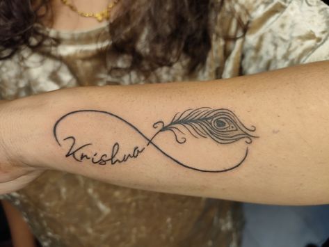 #Tattoo#hubbyname#love#permanent#infinity #krishna #tattoo #love #india #tattoos #instagood #ink #art #inked #photooftheday #photography #studio #tattooartist #instagram #fashion #mumbai #tattooed #artist #travel #peace #style #life #nature #design #europe #instalike #goa #follow #hope #himalayan #bhagsu Tattoo Ideas Female Lord Krishna, Krishna Tatoos Design, Krishna Name Tattoo Design, Krishna Related Tattoo, Krishna Tattoo Small For Women, Krishna Name Tattoo, Indian God Tattoo, Radha Krishna Tattoo, Krishna Tattoo Design