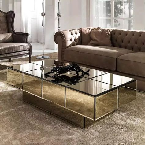 46+ Living Room Mirror Ideas To Impress Your Guest 2024 Center Table Living Room, Bronze Coffee Table, Marble Round Coffee Table, Mirrored Coffee Tables, Luxury Furniture Living Room, Coffee Table Set, Living Room Mirrors, Coffee Table Vintage, Arm Chairs Living Room