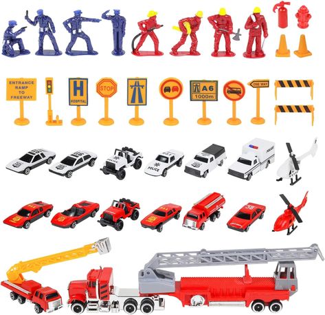 Amazon.com: Kidplokio 50pc EMT Police Firefighter Emergency Rescue Diecast Toy Cars Playset with Floor Mat, Multicolor, Boys, Ages 3+ : Toys & Games Race Car Sets, Fun Police, Toy Car Garage, Travel Airport, Toy Fire Trucks, Playset Outdoor, Big Rig Trucks, City Car, Toy Cars