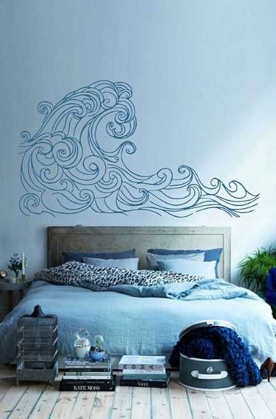 33 Beached Themed Bedroom Decor Ideas | Sebring Design Build Ocean Themed Bedroom, Beach Themed Bedroom, Wave Wall, Beach Room, Beach Bedroom, Sea Wall, Ocean Wave, Bedroom Themes, Bed Room