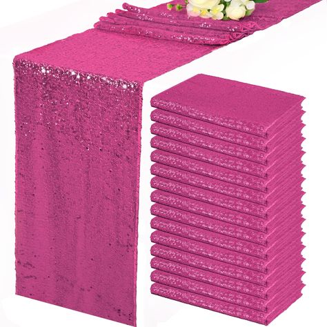 PRICES MAY VARY. 100% Polyester 【Package Include】you will receive 15 pieces hot pink table runner, enough quantity to meet your wedding banquets and daily use. The size of the table runner for Christmas is approx.12 x 72 inches / 30 x 180 cm, which is large enough to cover a rectangle table or round table which can accommodate 6 to 8 people. The dining table runner is perfect for romantic and elegant party events table decorations, Christmas decorations. The fall table runners can also be splice Pink Out Party Decorations, Hot Pink Black And Silver Party Decor, Hot Pink And Gold Party Decorations, Hot Pink Dessert Table, Purple And Pink Wedding Decorations, Pink Birthday Party Table Decorations, Barbie Birthday Table Decor, Hot Pink Decorations Party, Adult Disney Birthday Party