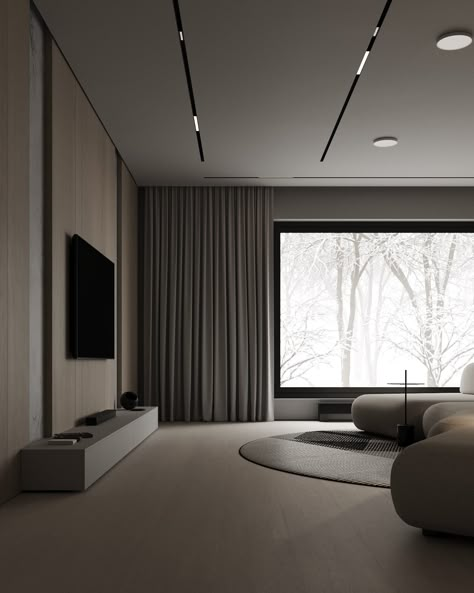 New Year's interior on Behance Modern Minimal Interior, Hiasan Bilik Tidur, Minimal Living Room, Modern Living Room Interior, 아파트 인테리어, Minimalist Interior Design, Home Design Living Room, Minimalism Interior, Minimalist Architecture