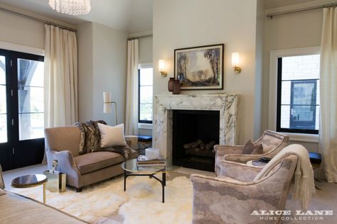 French Modern Interior, Brown And Cream Living Room, Design Camino, Glamorous Room, Alice Lane Home, Alice Lane, Living Room Transitional, Bedroom With Sitting Area, Fireplace Set