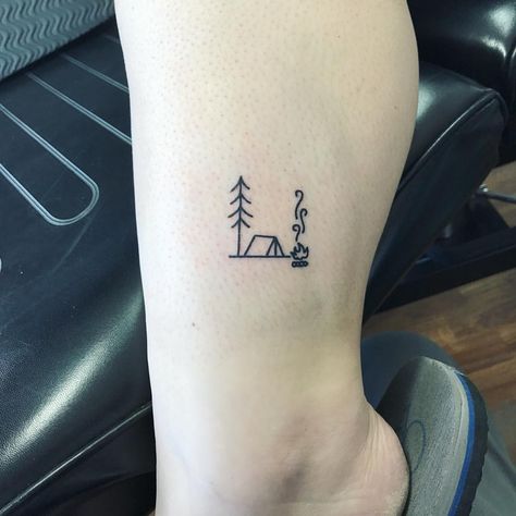 84 Likes, 4 Comments - High Voltage Tattoo & Piercing (@high_voltage_tattoo) on Instagram: “~By Mark. #tattoo#tattoos #wnytattoos#wny #bataviany #bataviatattoo #campingtattoo #camping” Camping Tattoo Ideas, Moutain Tattoos, Camping Tattoo, Cactus Tattoo, Mark Tattoo, Fire Tattoo, Friend Tattoos, Nature Tattoos, Tree Tattoo