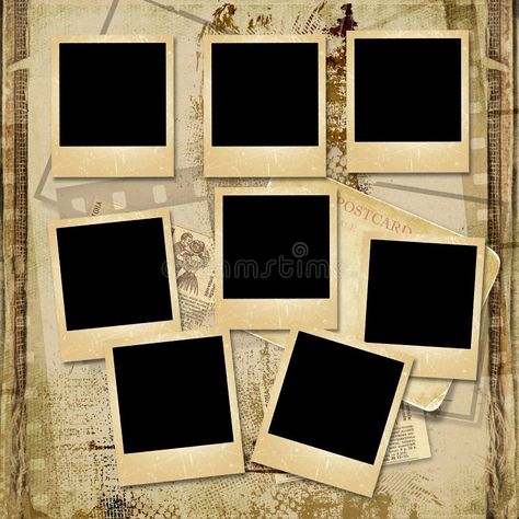 Illustration about Vintage shabby photo-album with polaroid-frame and with the space for text or photo. Illustration of family, heritage, page - 31959535 Frame Foto Polaroid, Vintage Photo Template, Frame Photo Template, Polaroid Frame Vintage, Old Polaroid Frame, Photo Album Cover Design, Photo Album Background, Polaroid Frame Aesthetic, Old Vintage Aesthetic