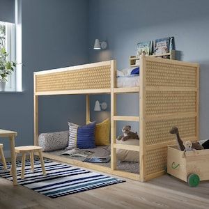 Kura Cama Ikea, European Wallpaper, Cama Ikea, Bed Aesthetic, Ikea Kura Bed, Ikea Nursery, Kura Bed, Tile Furniture, Ikea Kura