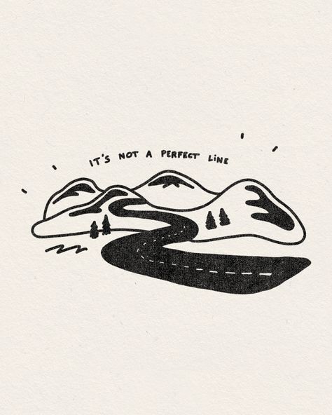 Simple illustrations and original designs by Theweeznd. Nature Scenery with round hills, going on an adventure, outdoor roadtrip vibes #linework #blackandwhite #sketch #drawing #road #design #illustration #minimal #nature #explore #travel #van #mountain #boho #minimalist #outdoor #graphicdesign #vanlife #simplistic #earthy #organic #retro #tattoo Drawing Travel, Windy Road Tattoo, Roadtrip Tattoo Ideas, Minimal Outdoor Tattoo, Open Road Tattoo, On The Road Tattoo, Road To Mountains Tattoo, Winding Road Tattoo, The Road Less Traveled Tattoo