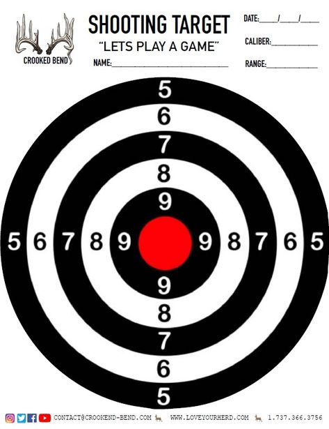 FREE Printable Shooting Targets | Crooked Bend Target Printable Free, Archery Target Printable, Targets For Shooting, Archery Target Stand, Multiplication Chart Printable, Paper Shooting Targets, Army Birthday Parties, Bullseye Target, Cricut Projects Easy