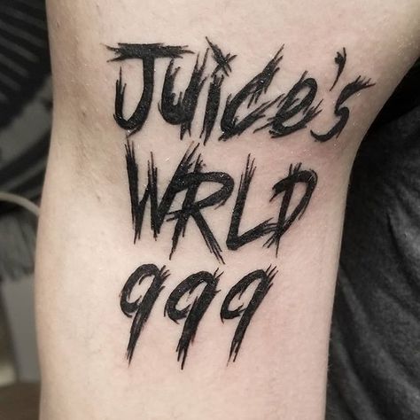 Juice Wrld Inspired Tattoos, Juice Wrld Hand Tattoo, 999 Juice Wrld Tattoo, 999 Tattoo Juice Wrld, Wrld Tattoos, 999 Tattoo Design, Juice Wrld Tattoos, Forearm Tattoo Ideas For Men, 999 Tattoo