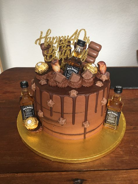 Cake For Alcohol Lovers, Mens Alcohol Cake, Alcohol Cake Designs For Men, Cake With Bottles Of Alcohol, Cake Designs Birthday Alcohol, Men Birthday Cakes Liquor, Birthday Cake Beer, Donut Birthday Cake, Alcohol Cake