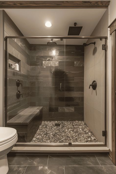 Create a visually stunning small bathroom with these walk-in shower designs Luxury Showers Master Baths Walk In, Tile Stand Up Shower Ideas, 5x5 Walk In Shower Ideas, Small Bathroom Layouts With Shower Only, Stone Walk In Shower Ideas, Bathroom Shower Ideas Walk In, Big Showers Walk In, Luxury Showers Master Baths, Walk In Showers